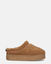 SHIGE - pantofole platform marroni con ricami