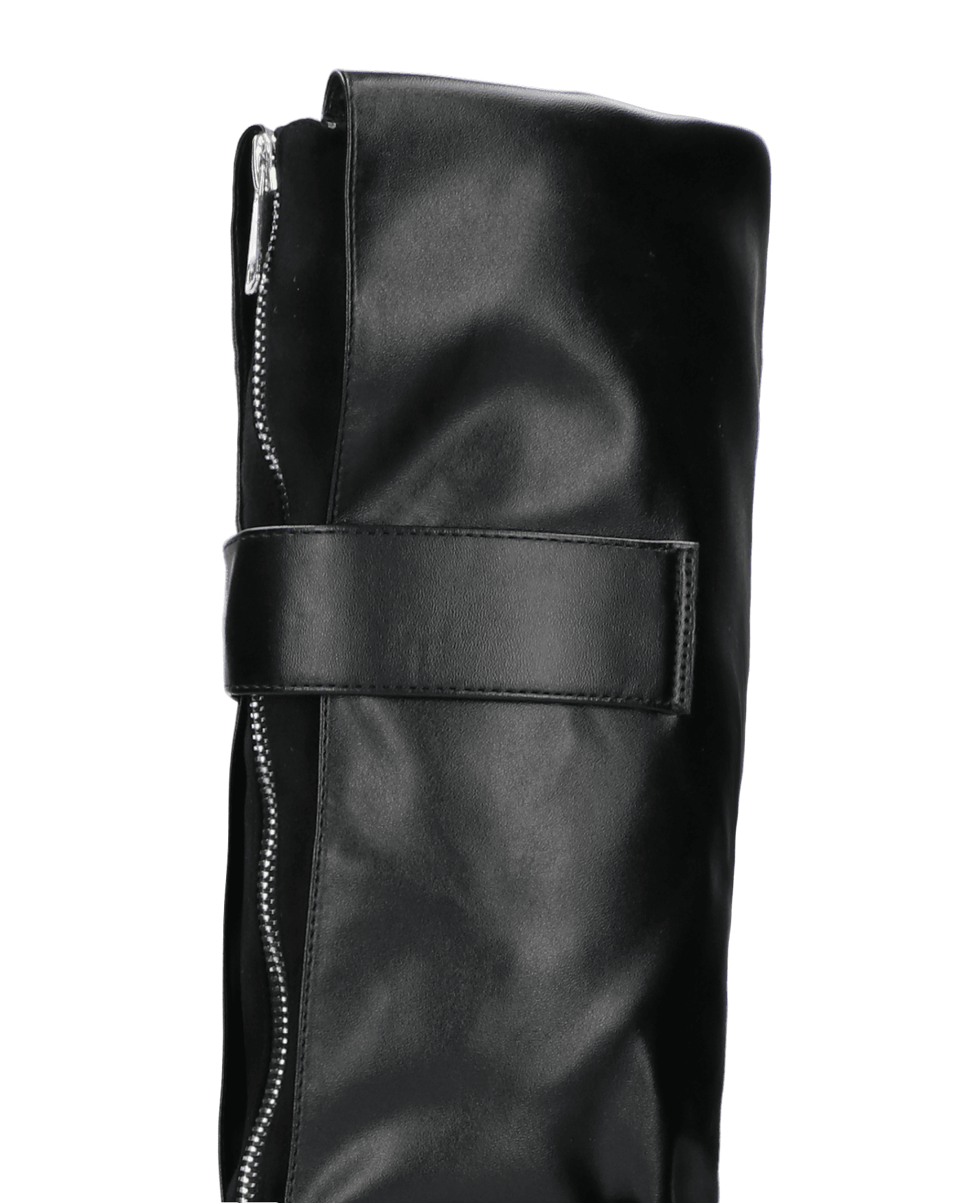 SHIORI - stivali neri con risvolto e cinture in ecopelle e camoscio