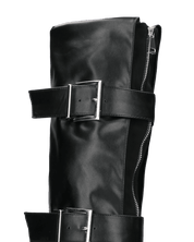 SHIORI - stivali neri con risvolto e cinture in ecopelle e camoscio