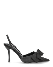 SILVY - decolette con tacco a spillo in raso nero con fiocco