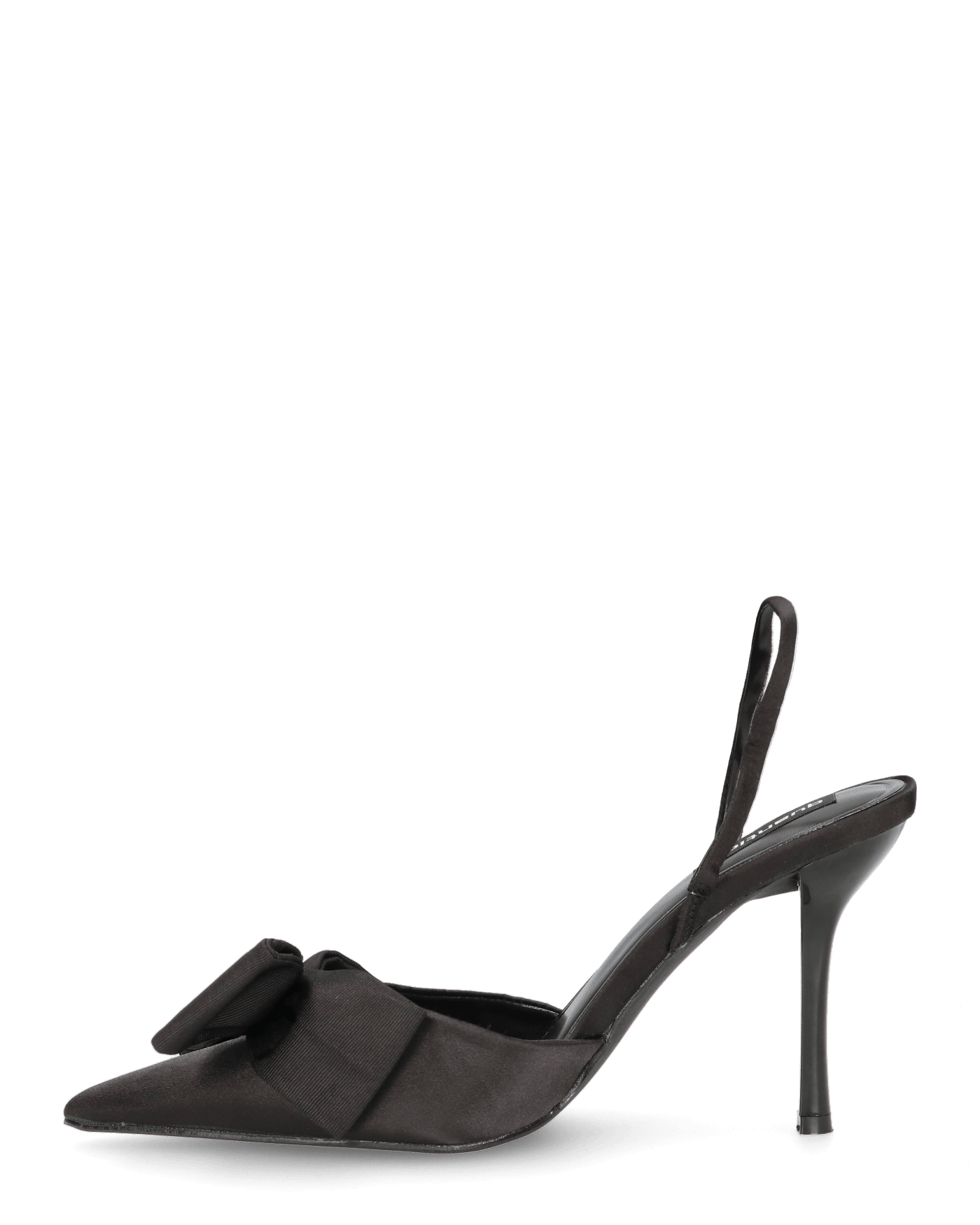 SILVY - decolette con tacco a spillo in raso nero con fiocco