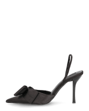 SILVY - decolette con tacco a spillo in raso nero con fiocco