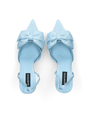 SILVY - decolette con tacco a spillo in azzurro con fiocco