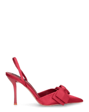 SILVY - decolette con tacco a spillo in raso bordeaux con fiocco