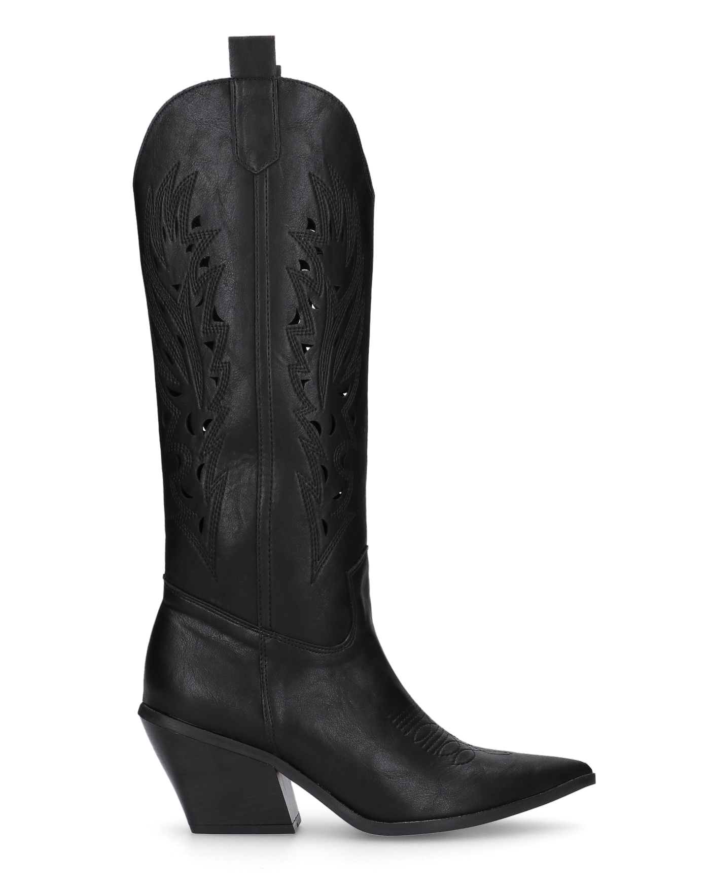 Stivale Safari Cano Comfort In Pelle Crosta Nera – Modello Con Cordoncino, Senza Fodera, Taglio A Pavimento. Prodotto In Spagna. Tacco Piatto, Suola In Gomma.