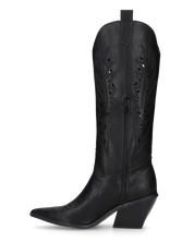 SIRIAA - stivale camperos estivo nero con dettagli traforati