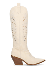 SIRIAA - stivale camperos estivo beige con dettagli traforati