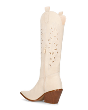 SIRIAA - stivale camperos estivo beige con dettagli traforati