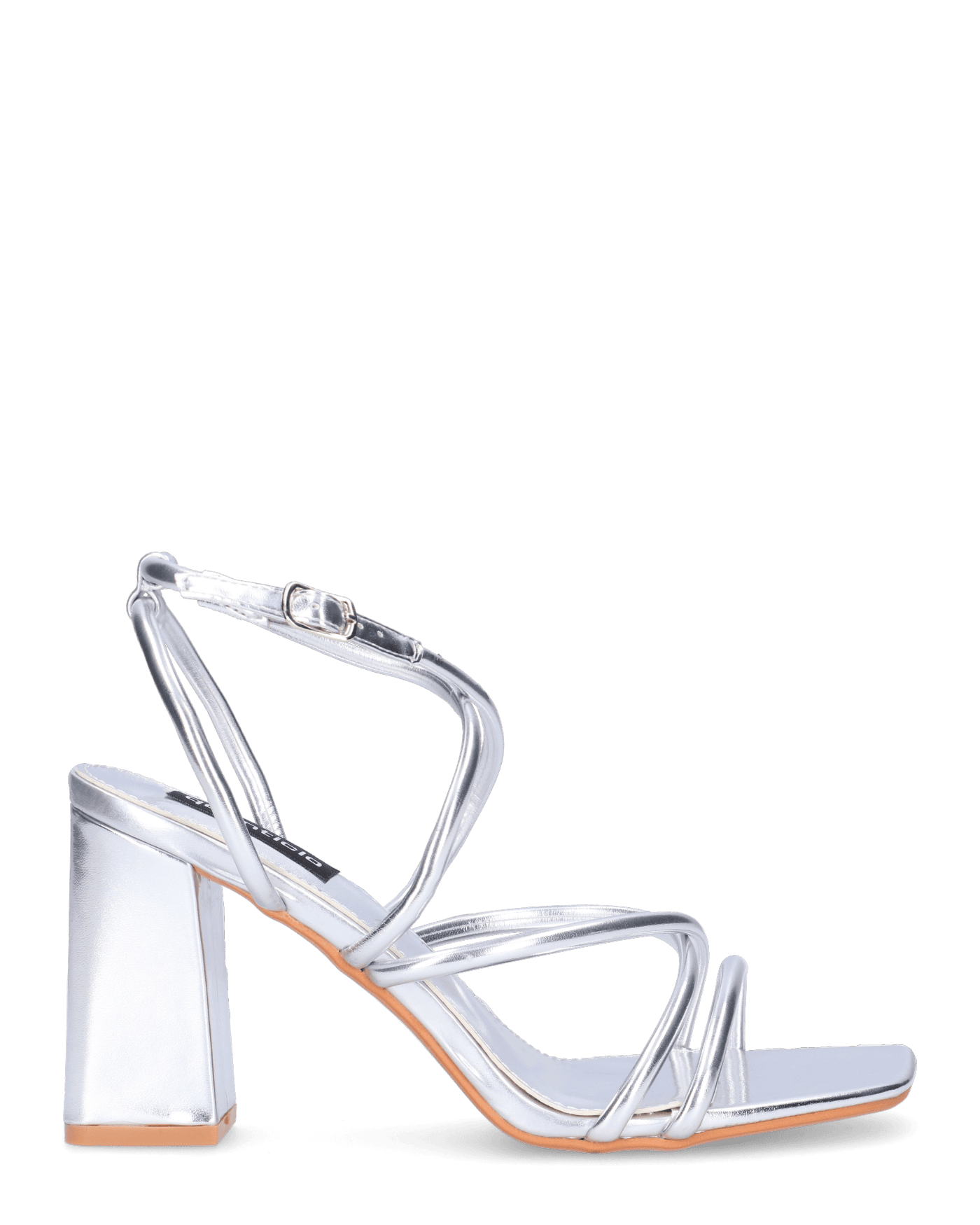 SISSI - sandali argentati con tacco e cinturino