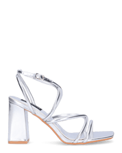 SISSI - sandali argentati con tacco e cinturino