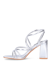 SISSI - sandali argentati con tacco e cinturino