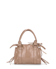 SKYLAR - borsetta a mano beige scuro con chiusura zip e frangette