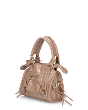 SKYLAR - borsetta a mano beige scuro con chiusura zip e frangette