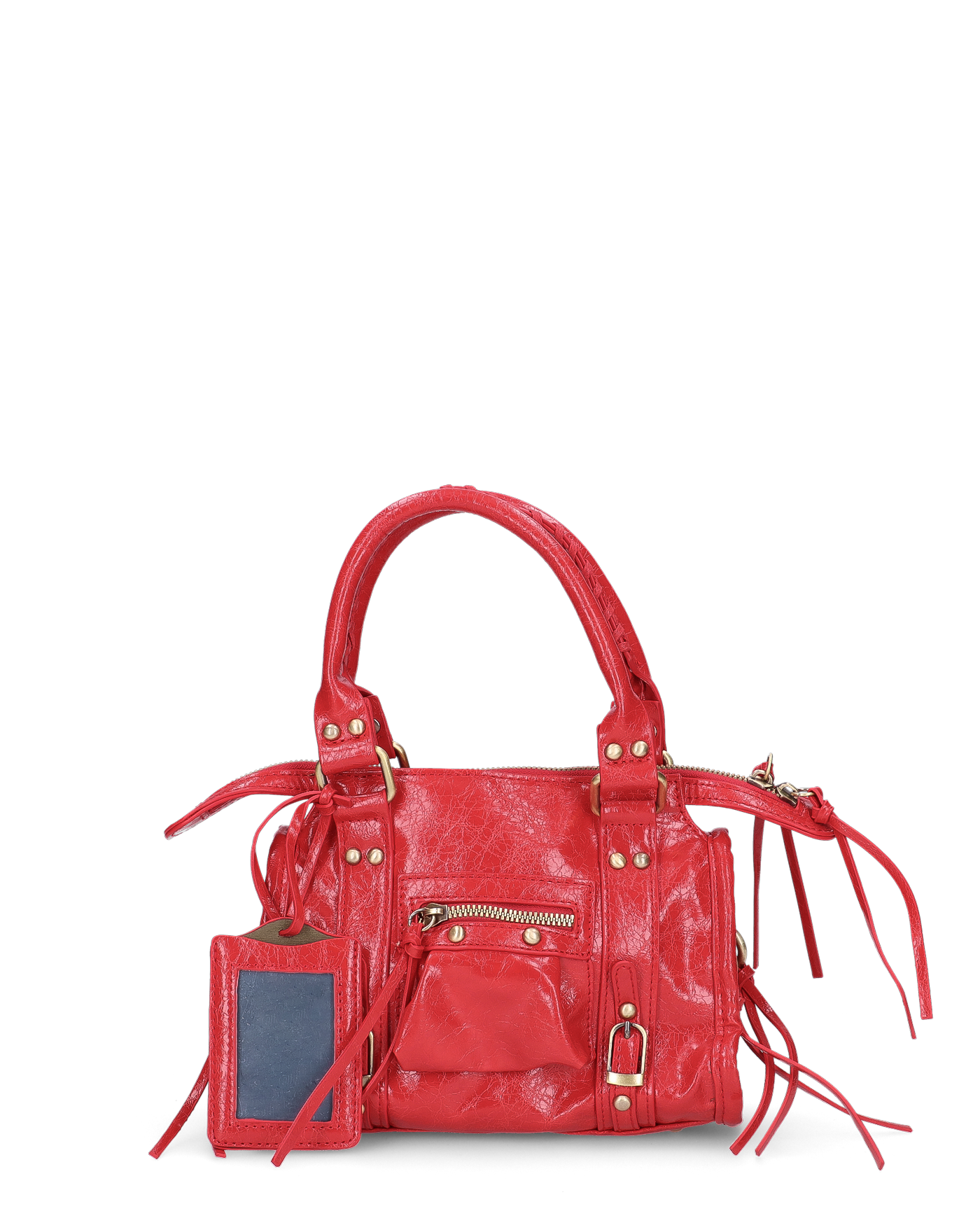 SKYLAR - borsetta a mano rossa con chiusura zip e frangette