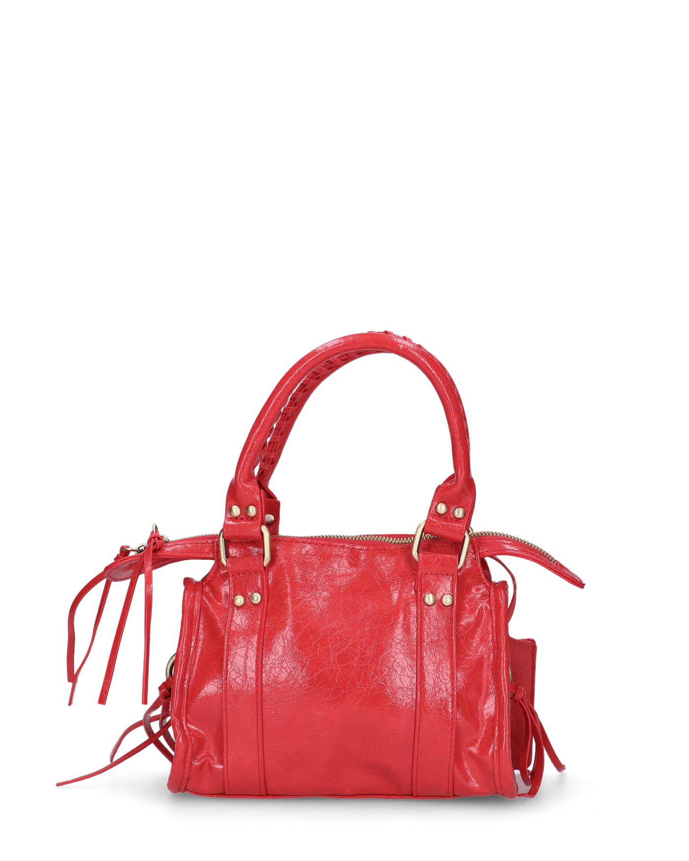 SKYLAR - borsetta a mano rossa con chiusura zip e frangette