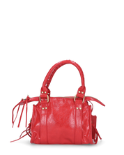 SKYLAR - borsetta a mano rossa con chiusura zip e frangette