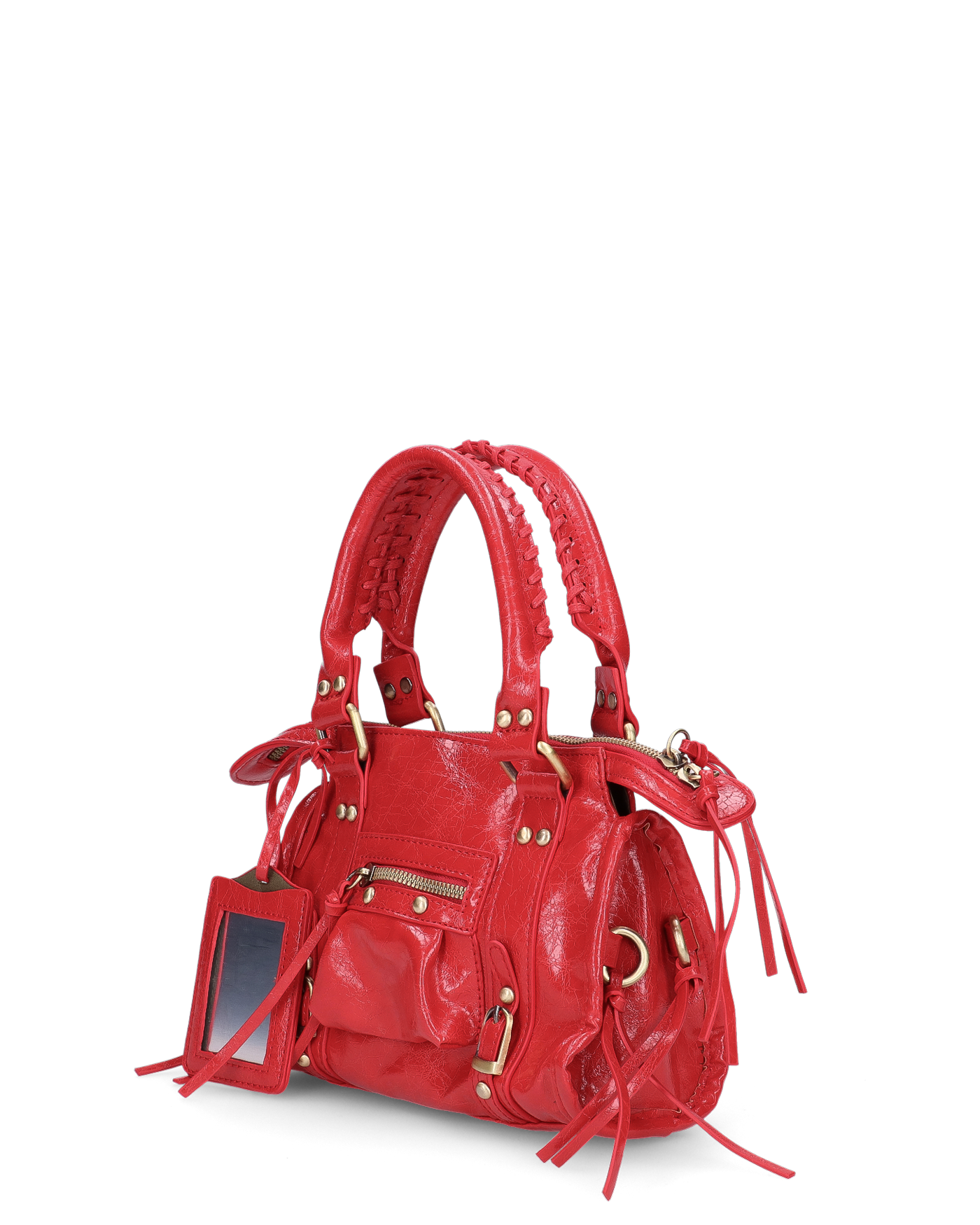 SKYLAR - borsetta a mano rossa con chiusura zip e frangette