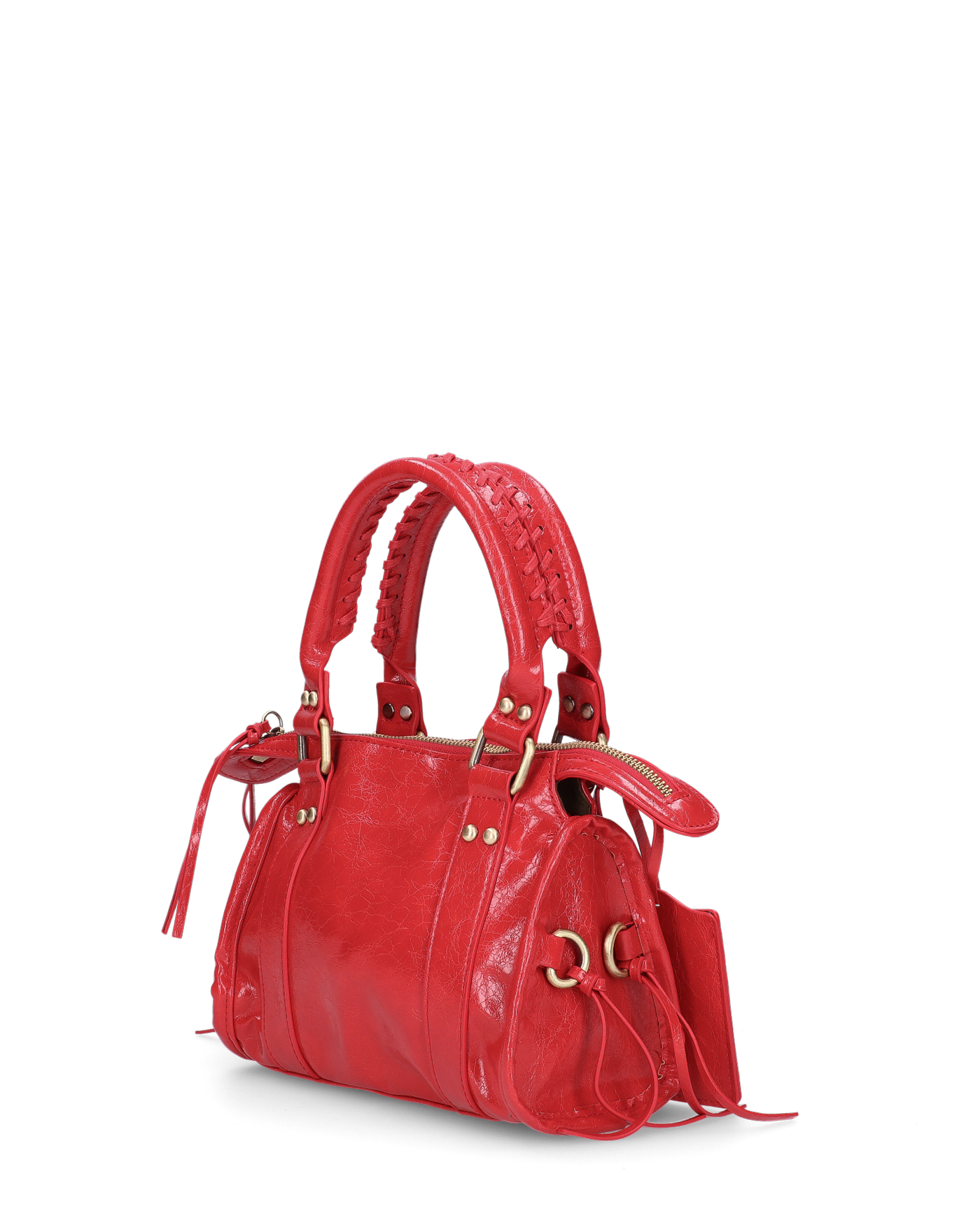 SKYLAR - borsetta a mano rossa con chiusura zip e frangette