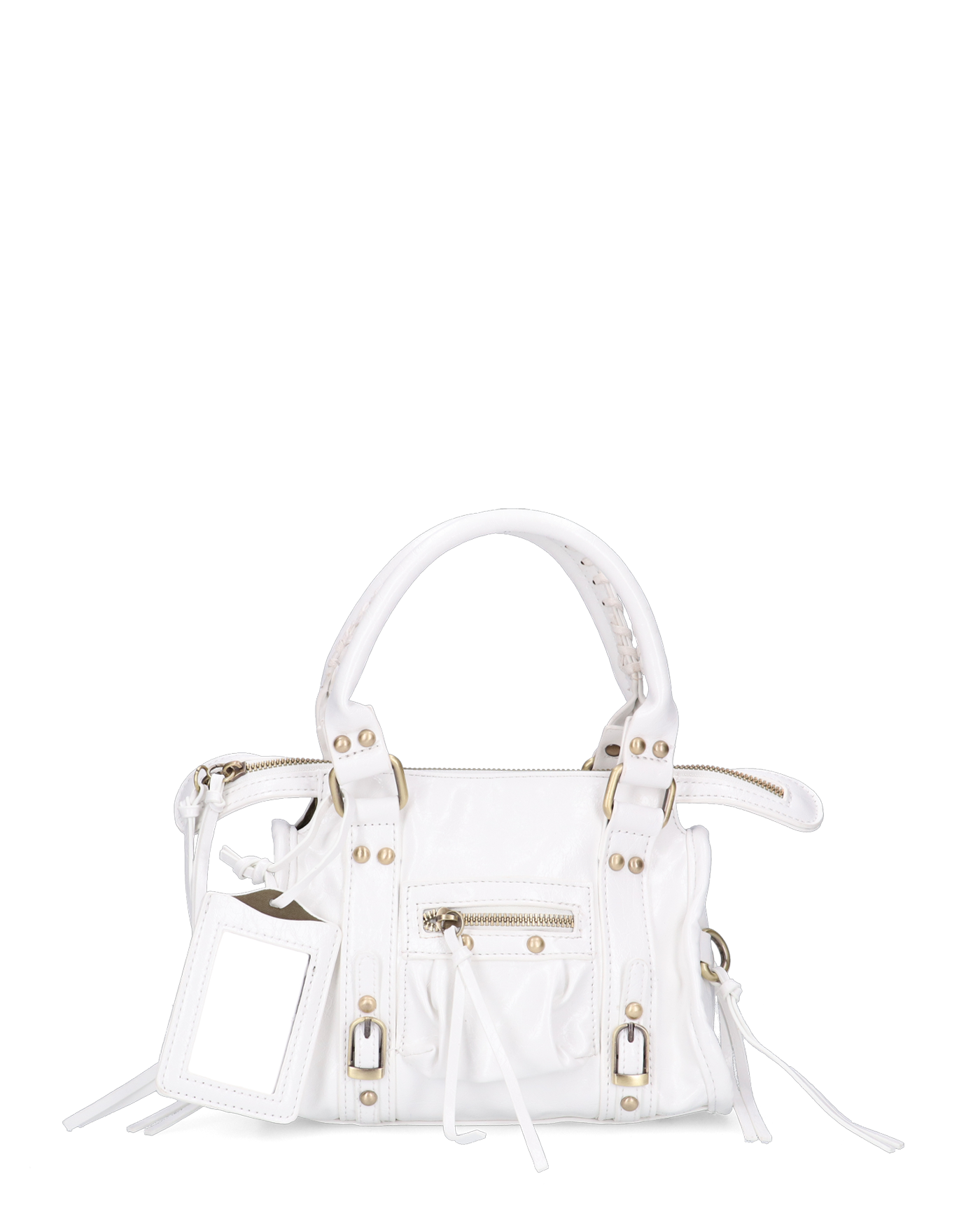 SKYLAR - borsetta a mano bianco con chiusura zip e frangette