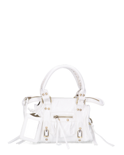 SKYLAR - borsetta a mano bianco con chiusura zip e frangette