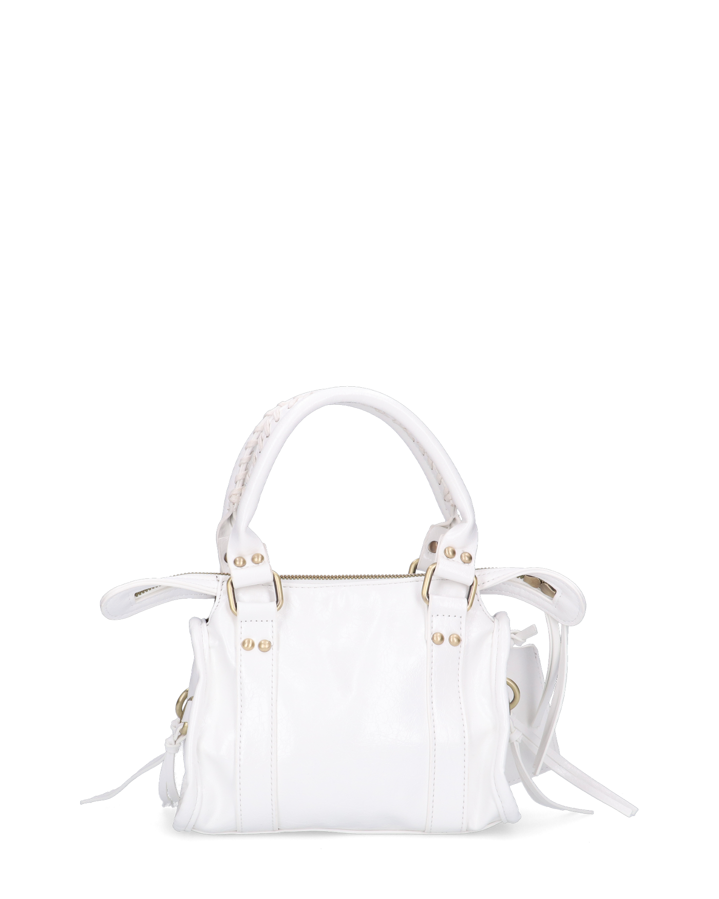 SKYLAR - borsetta a mano bianco con chiusura zip e frangette