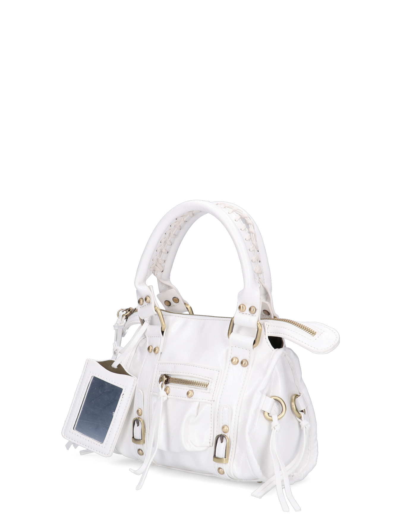 SKYLAR - borsetta a mano bianco con chiusura zip e frangette