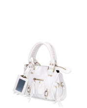 SKYLAR - borsetta a mano bianco con chiusura zip e frangette