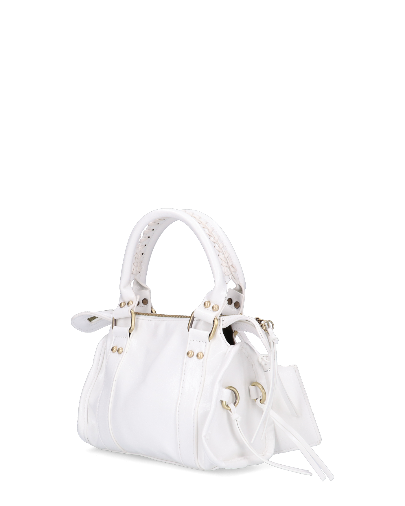 SKYLAR - borsetta a mano bianco con chiusura zip e frangette