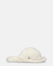 SUZUE - ciabattine aperte in punta in pelliccia bianca