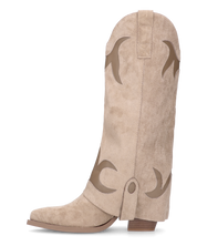 SYBIL - camperos beige con risvolto e decorazioni