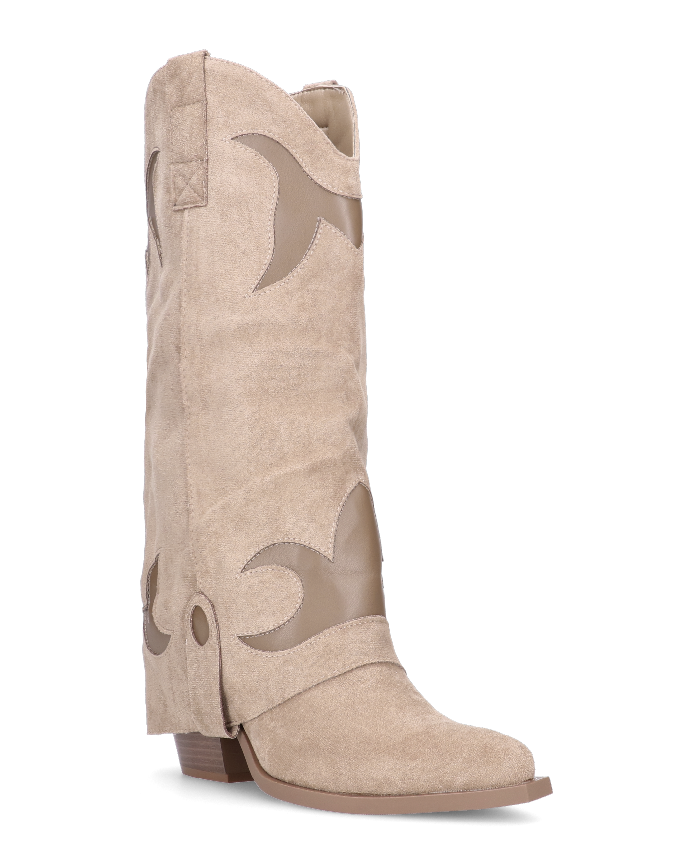 SYBIL - camperos beige con risvolto e decorazioni