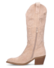 TEMI - Texano camperos beige chiaro in camoscio con ricamati