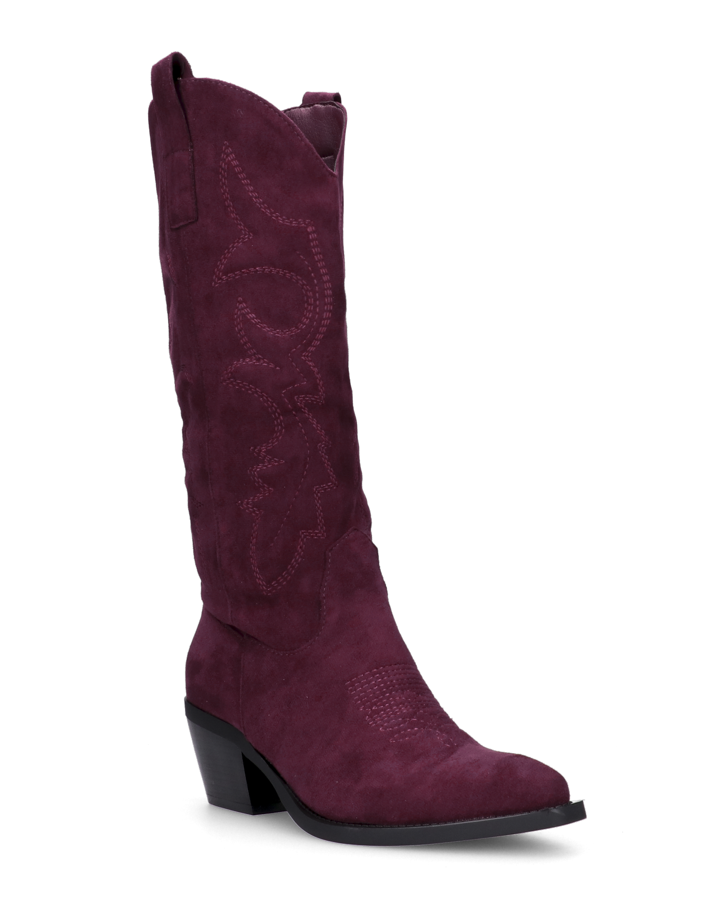 TEMI - Texano camperos bordeaux scuro i in camoscio con ricamati