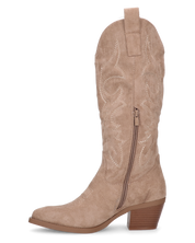 TEMI - Texano camperos beige in camoscio con ricamati