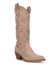 TEMI - Texano camperos beige in camoscio con ricamati