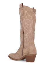 TEMI - Texano camperos beige in camoscio con ricamati