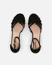 THEMA - sandali bassi in camoscio nero e cinturino