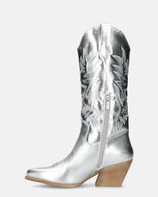 VITA - stivali camperos in glassy argento