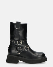 TOKIE - stivaletti anfibi neri con cinturini