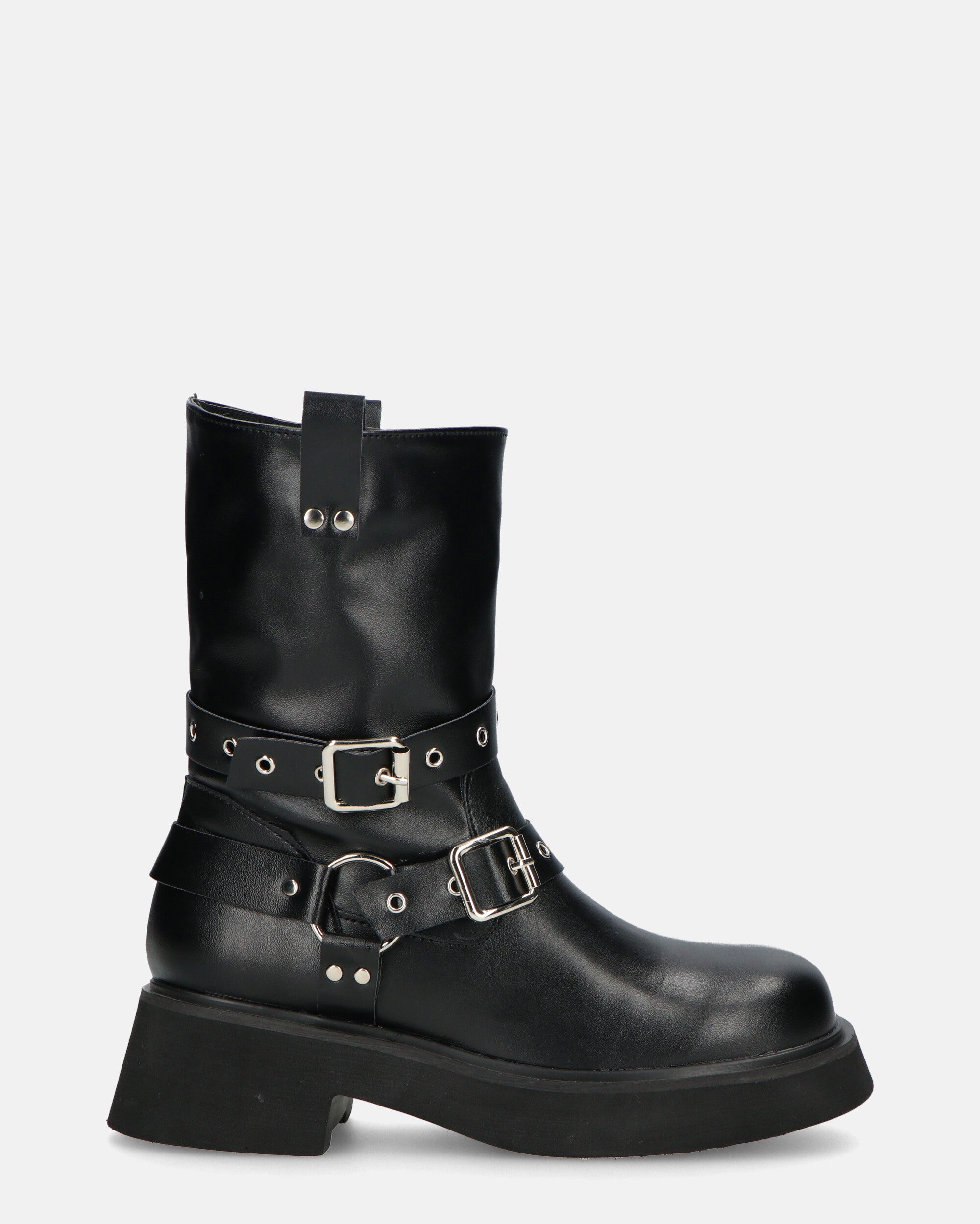 TOKIE - stivaletti anfibi neri con cinturini