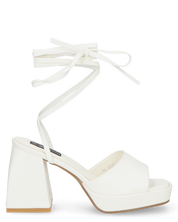 TOMI - sandali bianchi con lacci e tacco squadrato