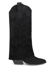 VENUS - stivali alti con risvolto in simil camoscio nero