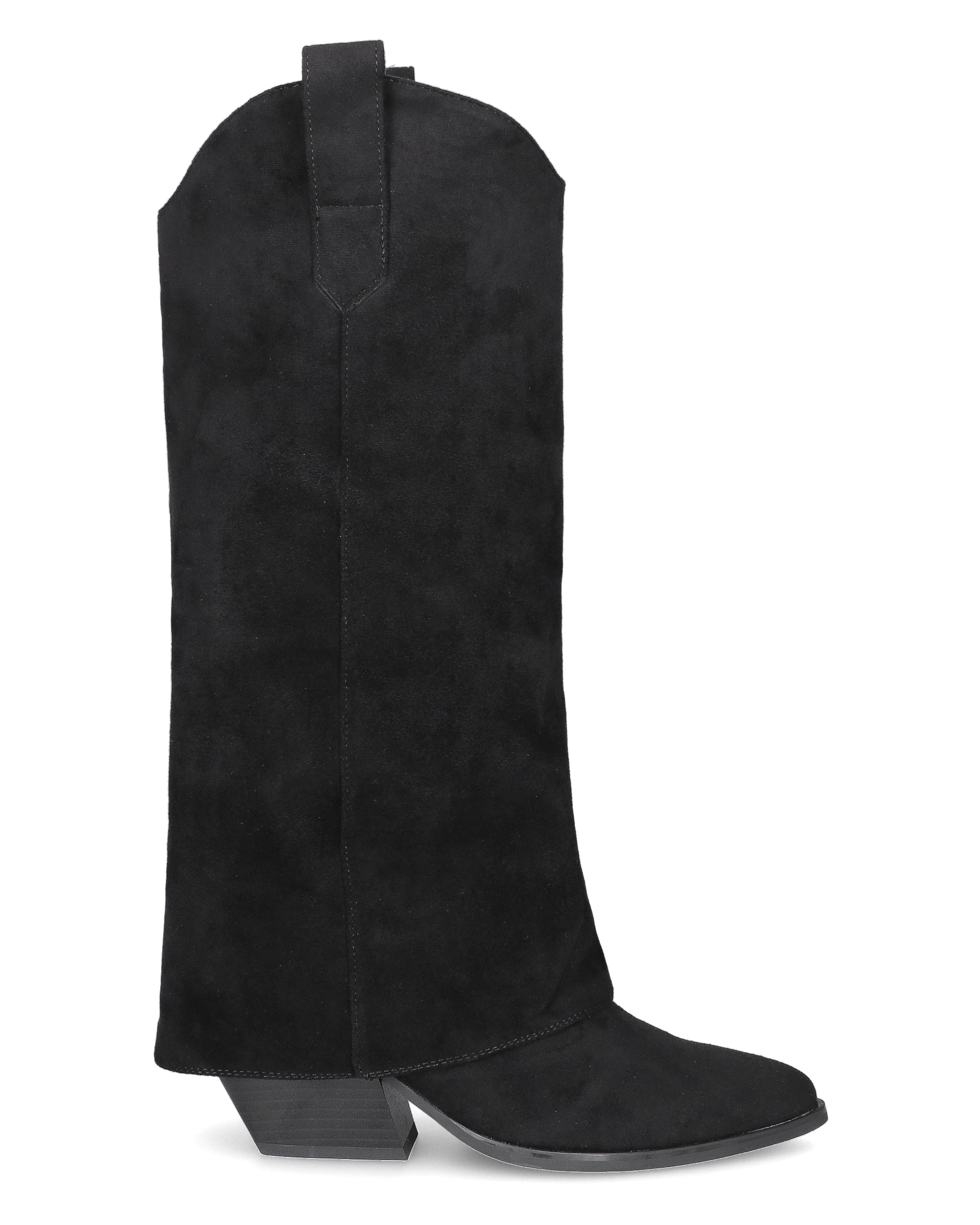 VENUS - stivali alti con risvolto in simil camoscio nero