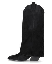 VENUS - stivali alti con risvolto in simil camoscio nero