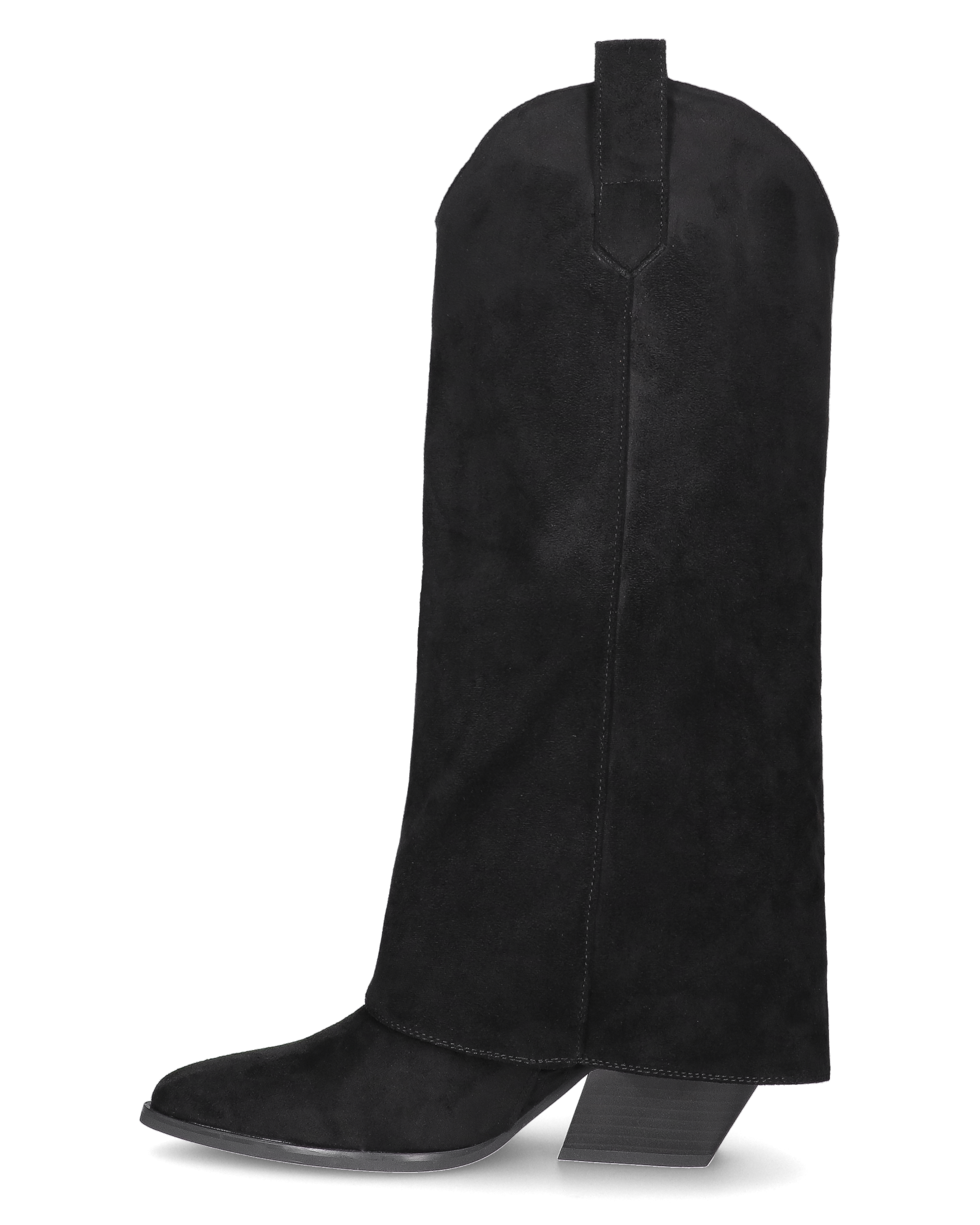 VENUS - stivali alti con risvolto in simil camoscio nero