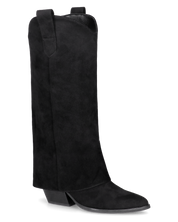 VENUS - stivali alti con risvolto in simil camoscio nero