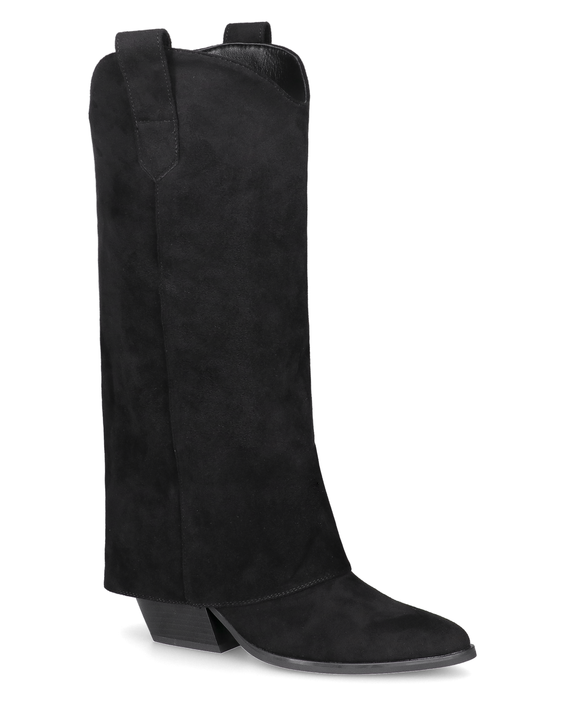 VENUS - stivali alti con risvolto in simil camoscio nero