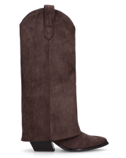 VENUS - stivali alti con risvolto in simil camoscio marrone