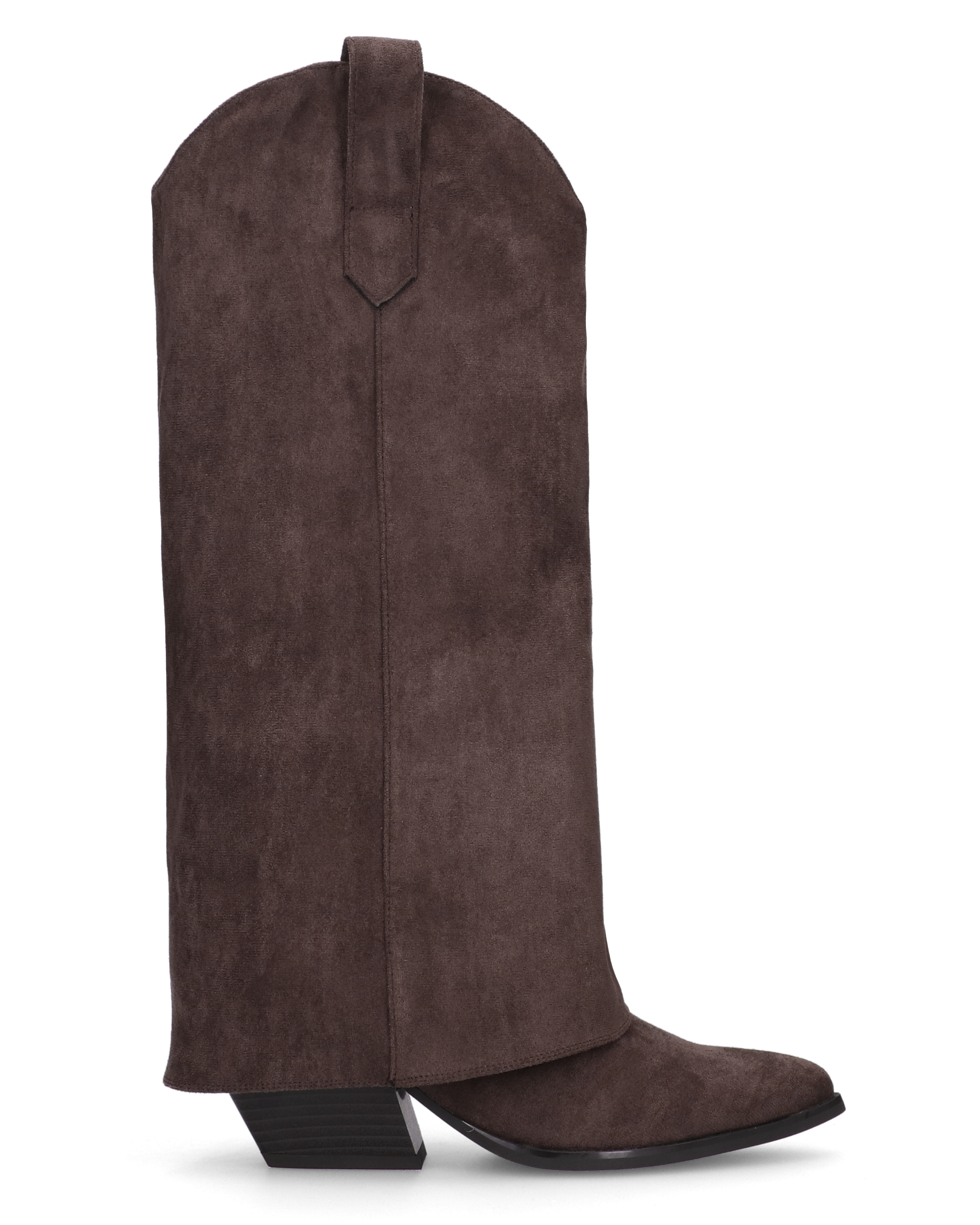 VENUS - stivali alti con risvolto in simil camoscio marrone