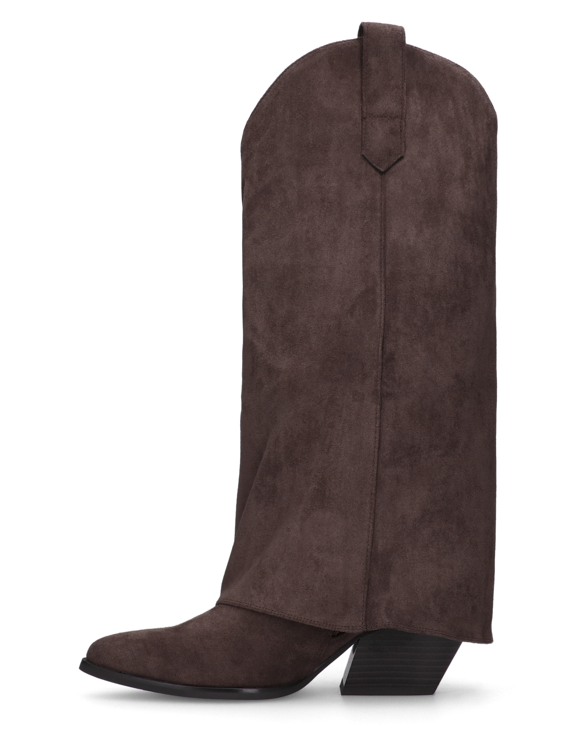 VENUS - stivali alti con risvolto in simil camoscio marrone